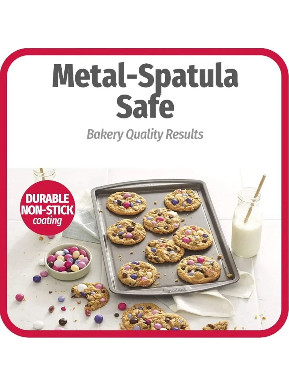 Nonstick Baking Sheet Set - 3 Standard Cookie Pans, Scratch-Resistant, 13x9-Inch